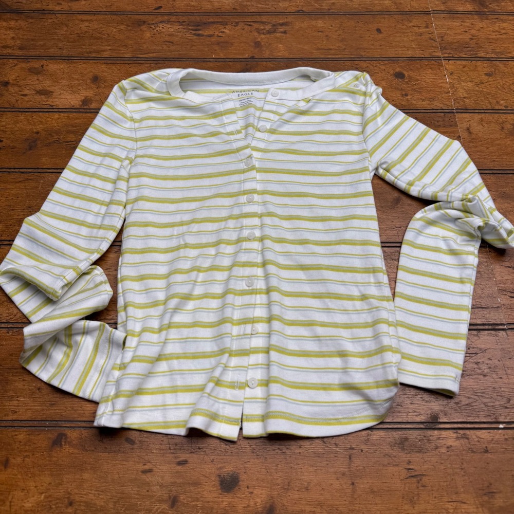 American Eagle Outfitters Striped Long Sleeve Button‎ Up Shirt Top Women XS